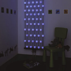 Abacus Lum - Skulpturaler AEON Heizkörper aus Edelstahl mit Beleuchtung | Radiamo