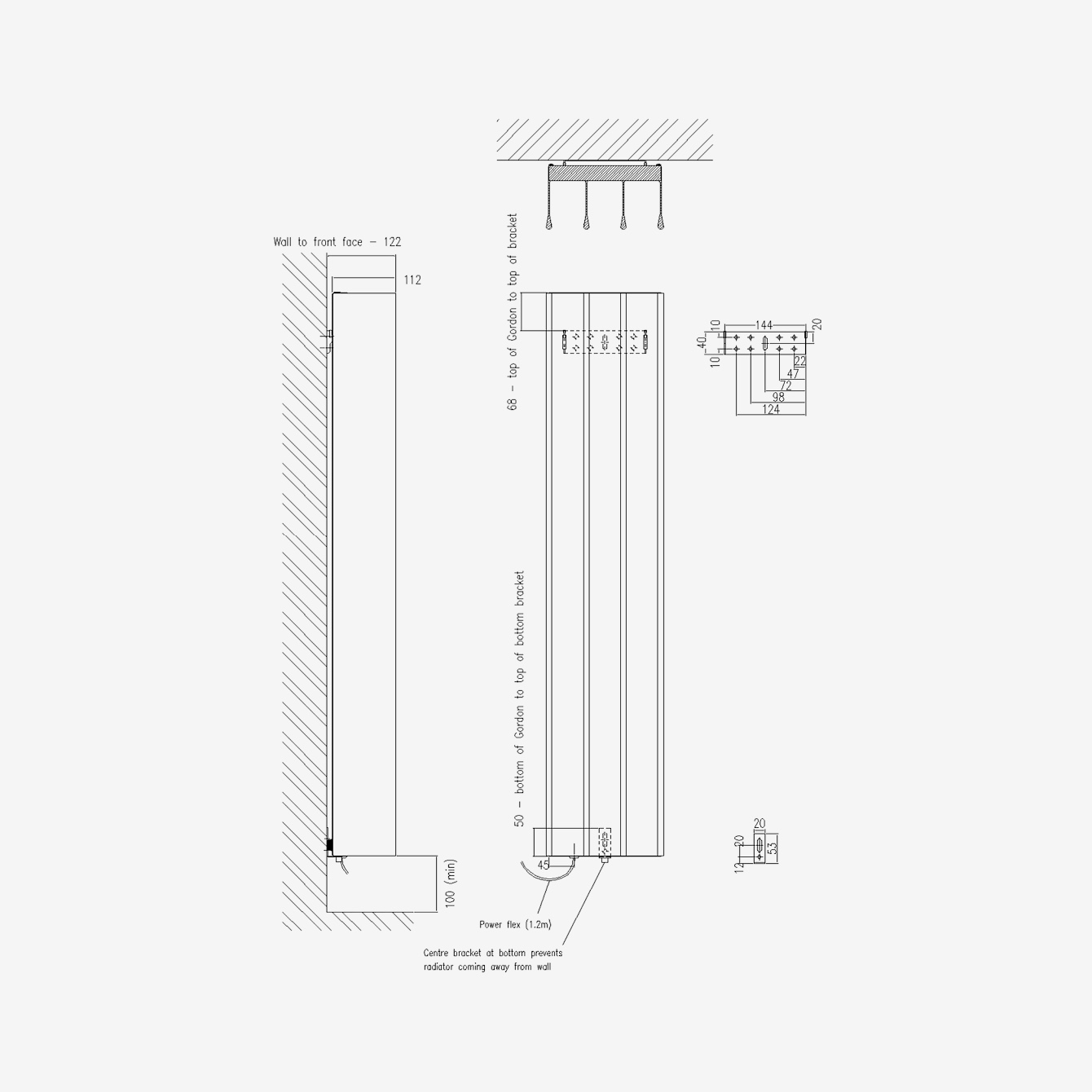 Gordon Grey - Elektrischer ESKIMO Handtuchwärmer (1000 x 208/472mm) aus Aluminium | Radiamo