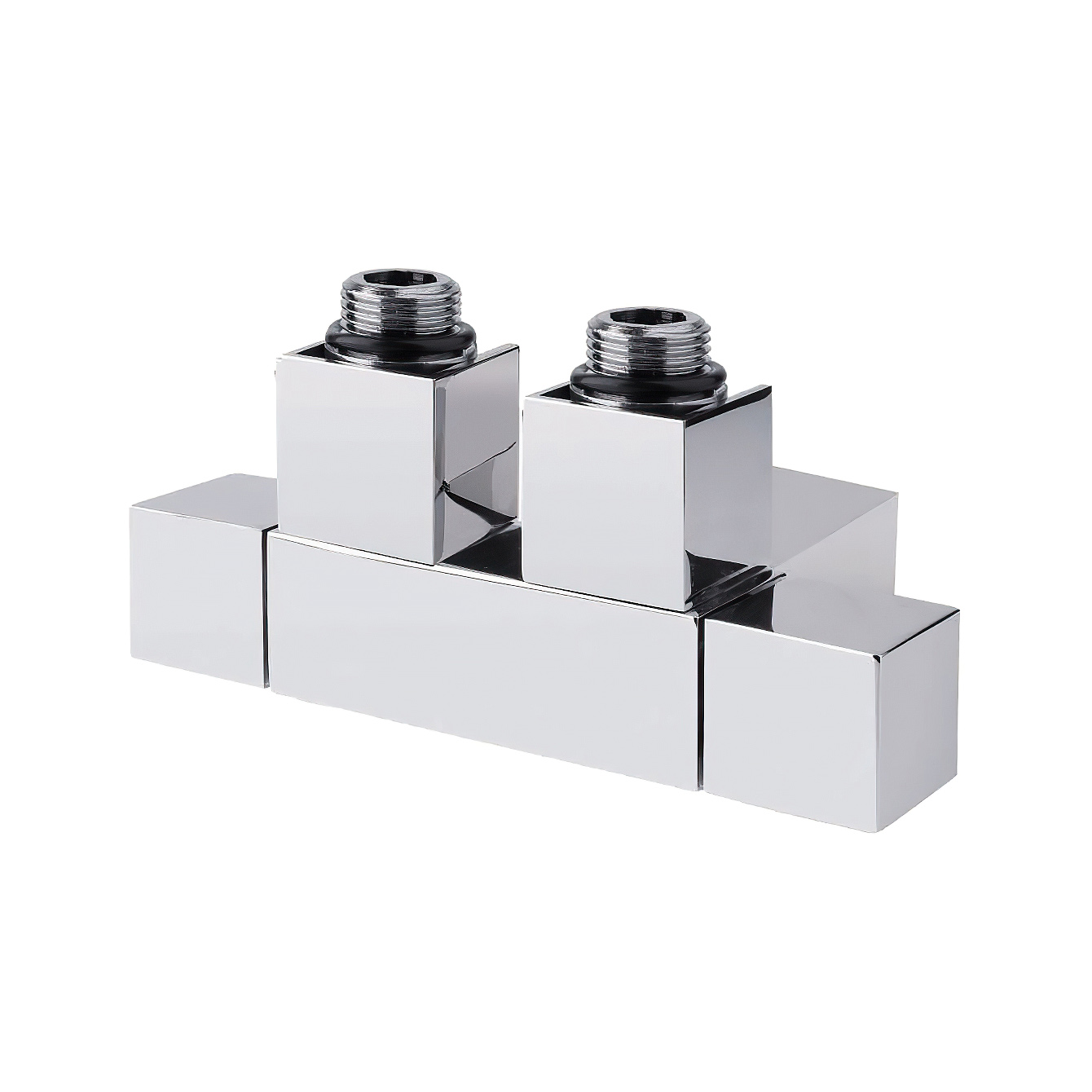 Twin Cubes (W) - Manuelles CARLO POLETTI Doppelventil (50mm Mittelanschluss) aus Messing | Radiamo