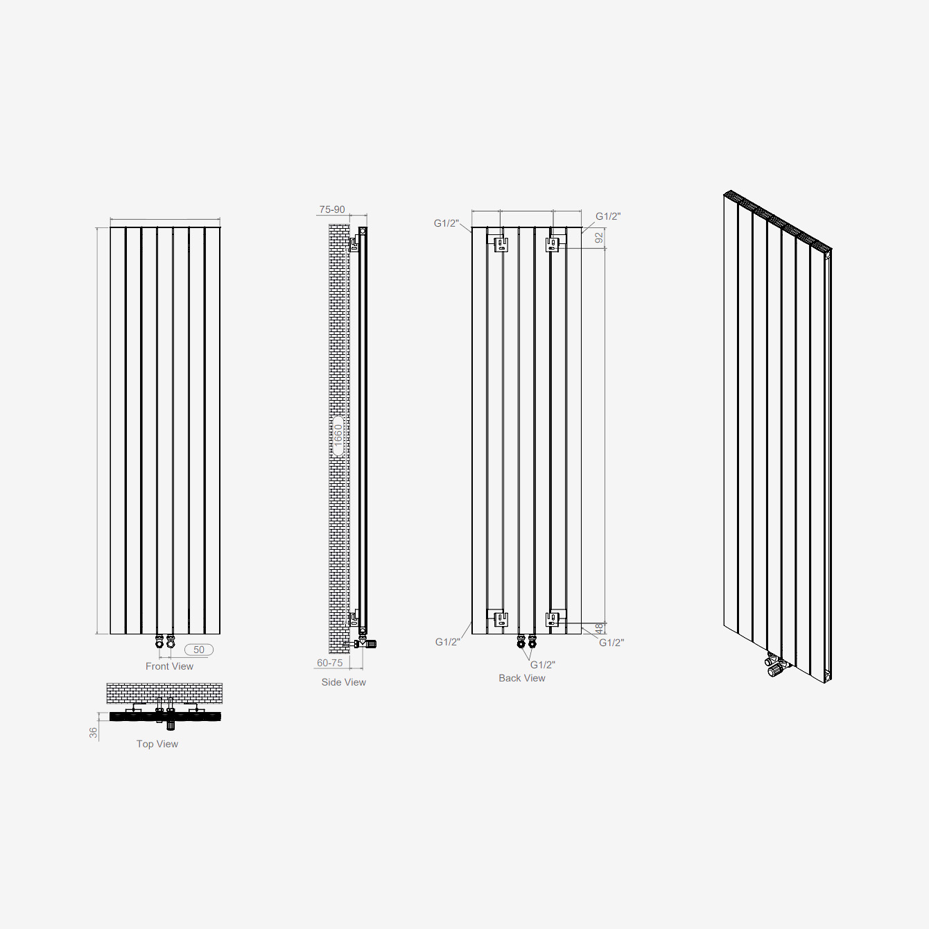 Smyrna - Moderner ULTRAHEAT Aluminium-Heizkörper (T: 36mm) für Wohn- & Badraum | Radiamo