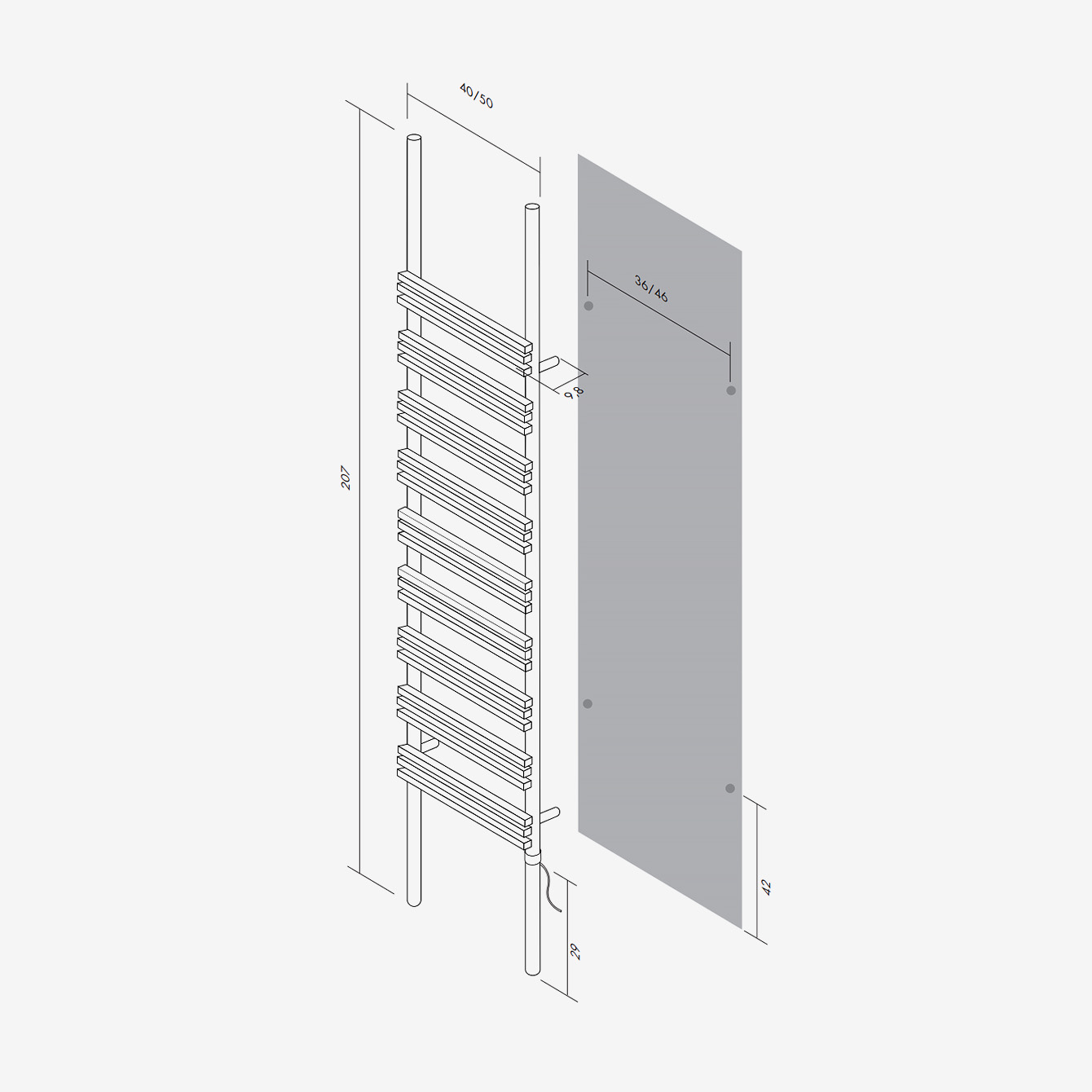 Pioli Wall (E) - Elektrischer ANTRAX IT Handtuchwärmer von Andrea Crosetta | Radiamo