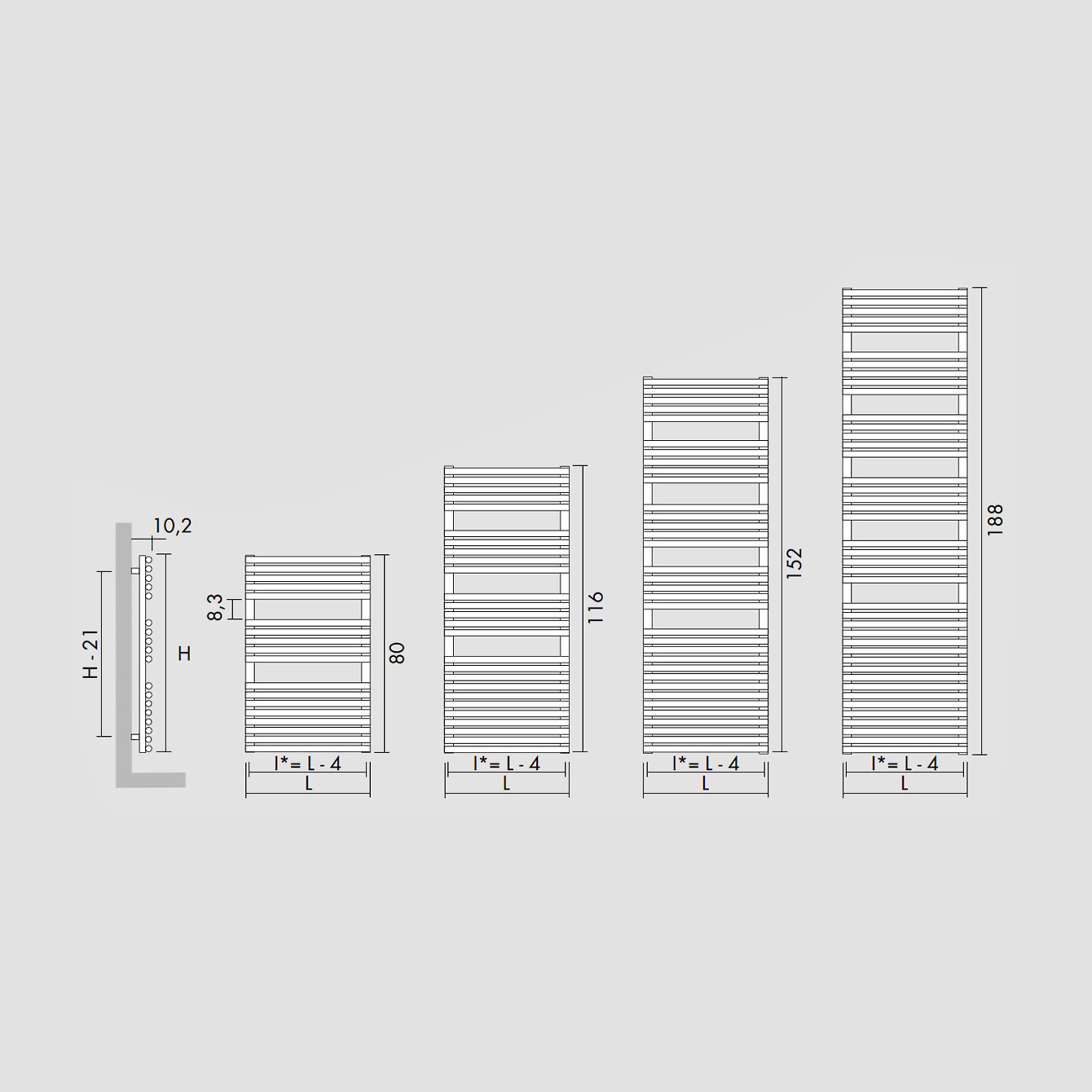 BD 25s (Divider) - Klassischer ANTRAX IT Handtuchwärmer (Raumtrenner) aus Carbonstahl | Radiamo