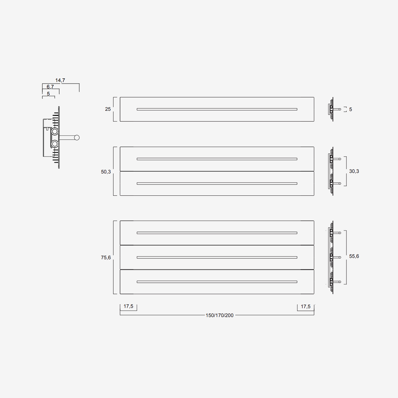 Teso (H) - Horizontaler ANTRAX IT Designer-Handtuchwärmer aus Carbonstahl | Radiamo