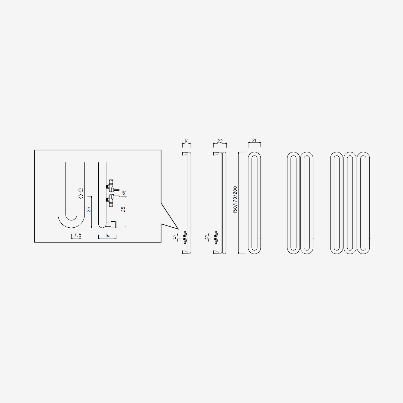 Tubone Single (V) - Vertikale ANTRAX IT Designheizung von Andrea Crosetta | Radiamo