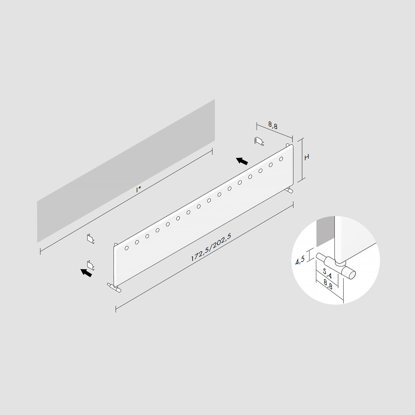 Flat Inox (H) - Horizontales ANTRAX IT Heizpaneel (Edelstahl-Finish) von Andrea Crosetta | Radiamo