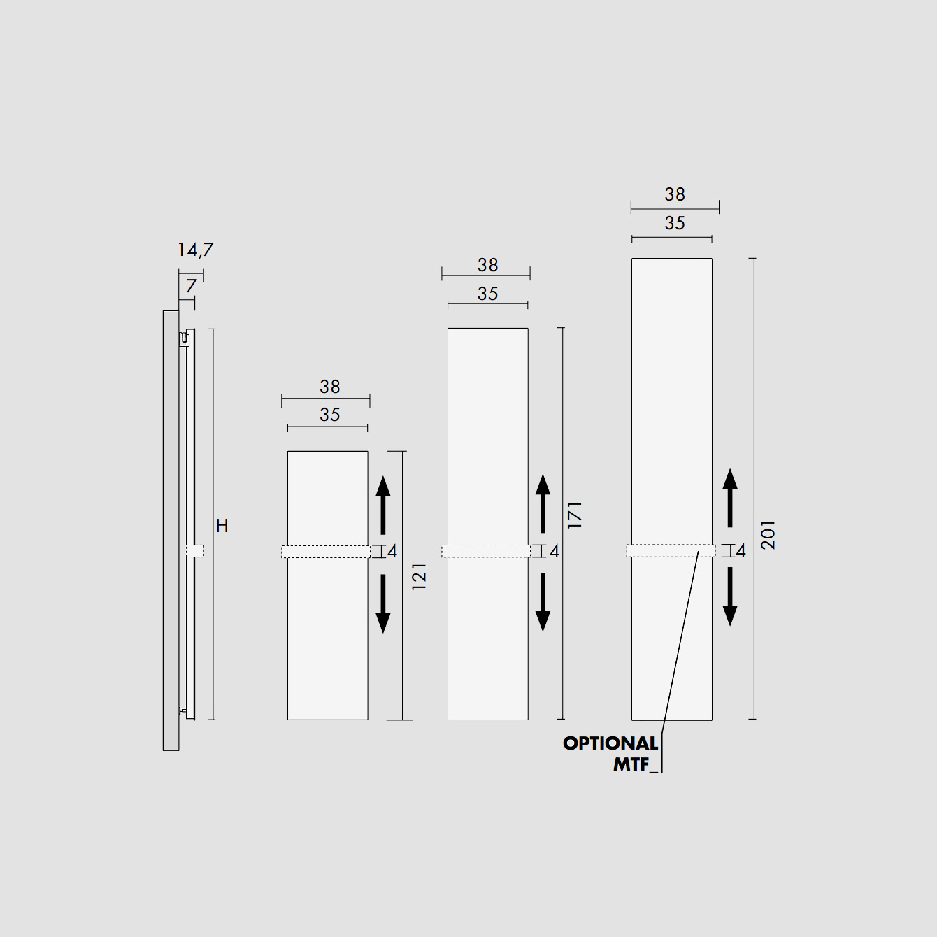 Liscia Bath (E) - Elektrisches ANTRAX IT Aluminium-Heizpaneel mit Handtuchhalter | Radiamo
