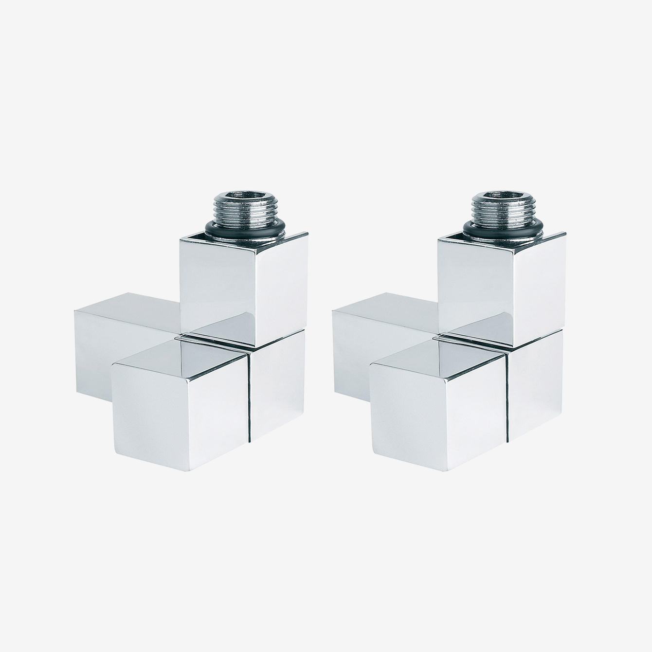 Cube Corner - Moderne CARLO POLETTI Eckventile (Vor- & Rücklauf) aus Messing | Radiamo