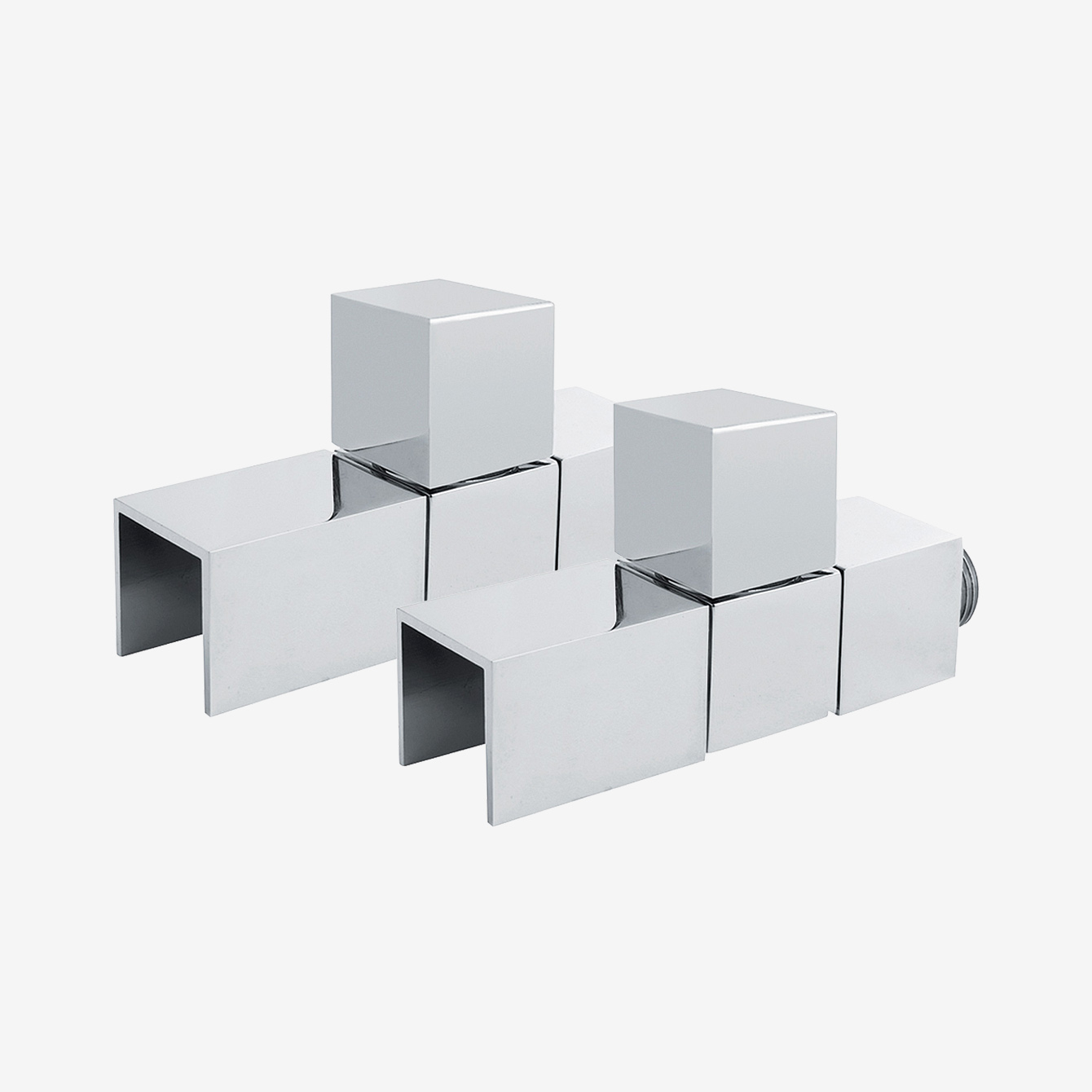 Cube (D) - Moderne CARLO POLETTI Duchlaufventile (Vor- & Rücklauf) aus Messing | Radiamo