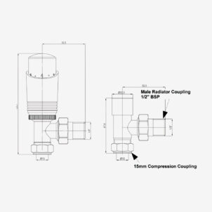 Delta - Moderner WEST Thermostat (Vor- & Rücklaufventil) aus Messing | Radiamo
